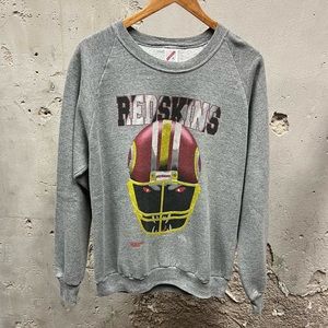Jerzees Vintage 1980s Gray Washington Redskins Head Helmet Print Sweatshirt XL